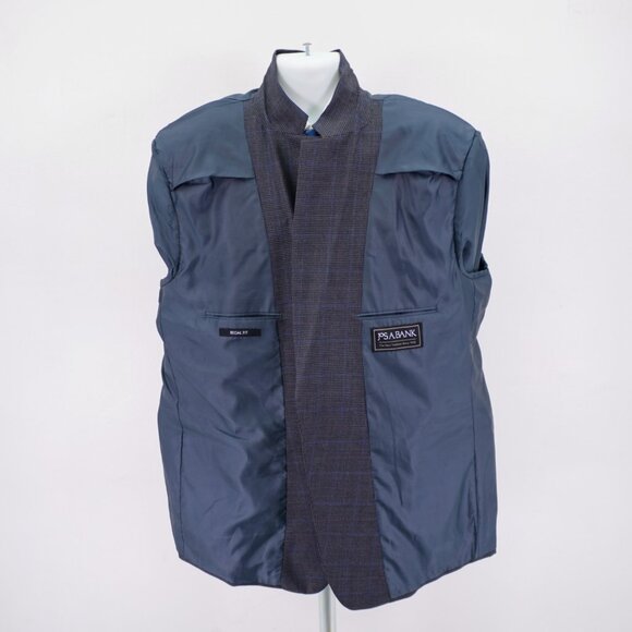 Jos A Bank Regal Fit Wool Gray Black Houndstooth W/ Purple Blue Windowpane 50L‎ - Picture 11 of 13